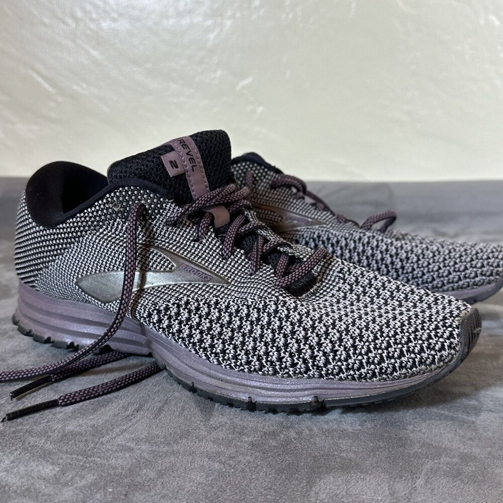 Women’s BROOKS Revel2 10 M Running Shoes Woven Mesh Purple Black Gray UK 8